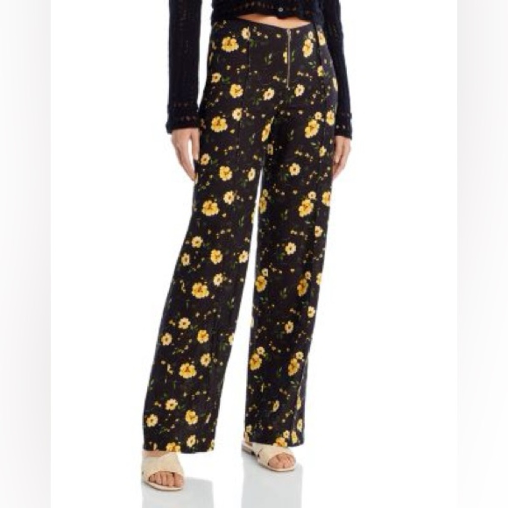 AQUA Medium Floral Print Wide Leg Pants